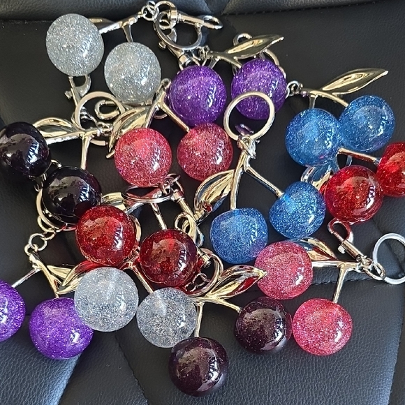 Red Cherry Accessories - Sparkling Cherry Keychain Set
